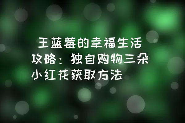  王蓝莓的幸福生活攻略：独自购物三朵小红花获取方法